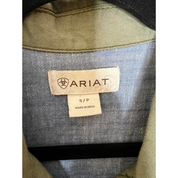 Ariat womens size S jacket olive green Aztec pattern button-up southwestern - Picture 4 of 10